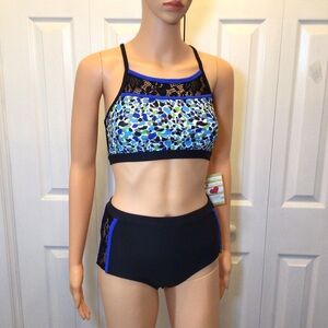 Oh La La Dancewear Womens Next Level Blue Bra Top & Brief Dance Set Size AM